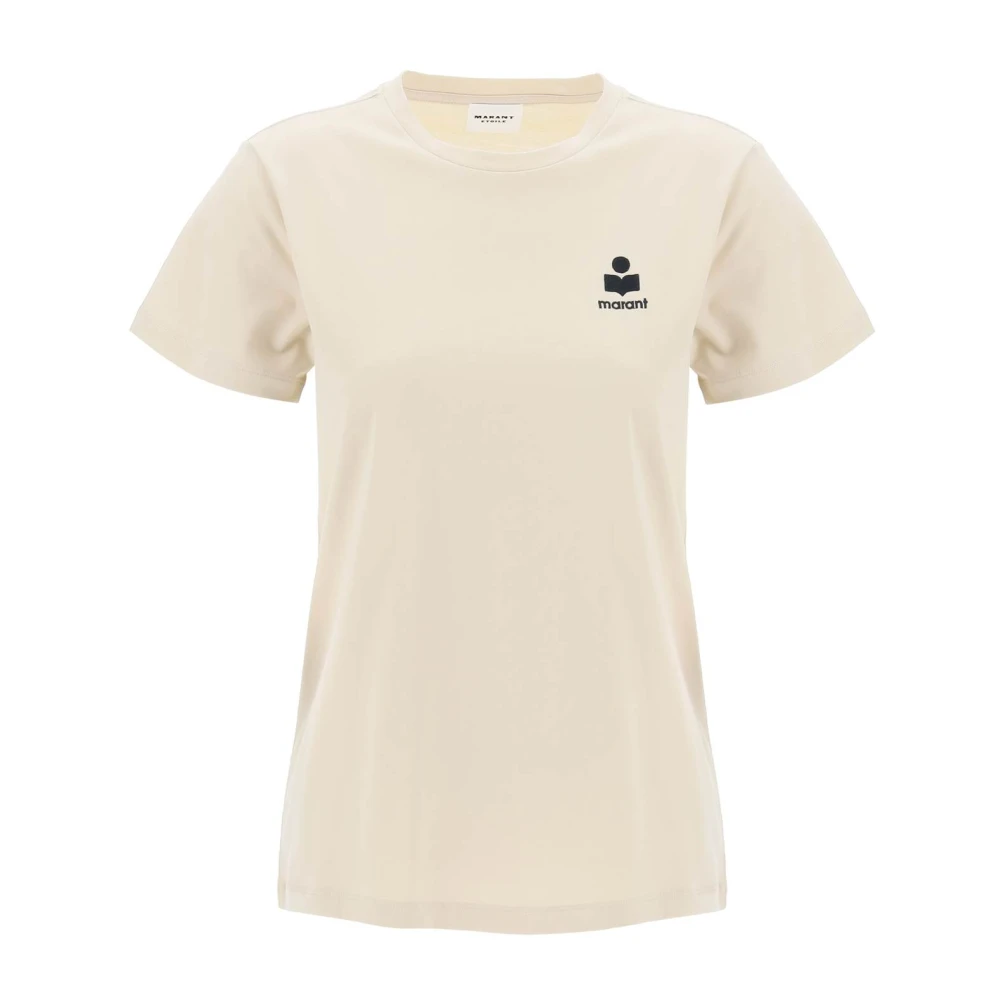 Isabel Marant Étoile Organisch Katoenen Logo T-Shirt Beige Dames