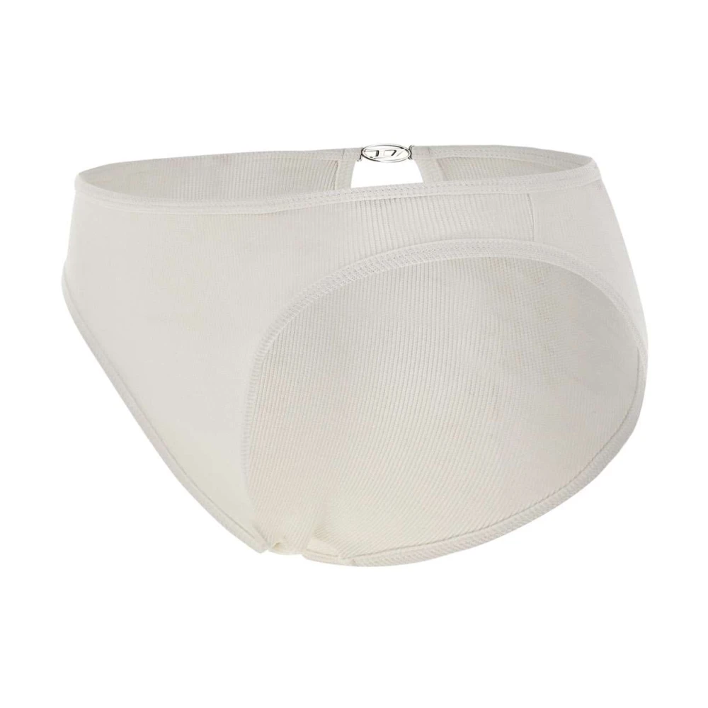 Diesel Hoge Taille Geribbelde Katoenen Slip Wit White Dames