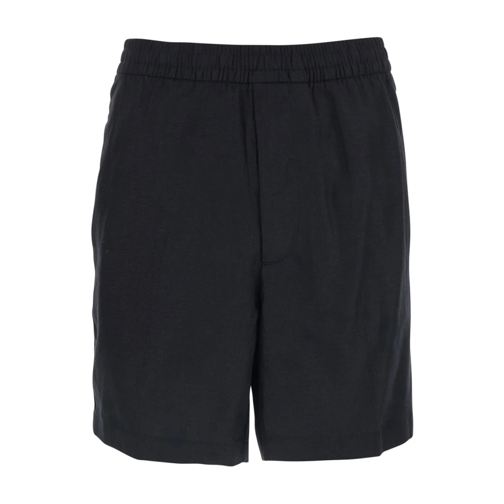 Calvin Klein Uomo Nero - Pantaloncini Dritti In Lino 7" Con Elastico - Shorts - L
