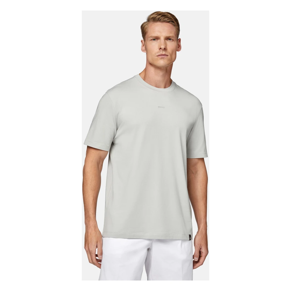 Boggi Milano T-Shirt van Stretch Supima Katoen Blue Heren