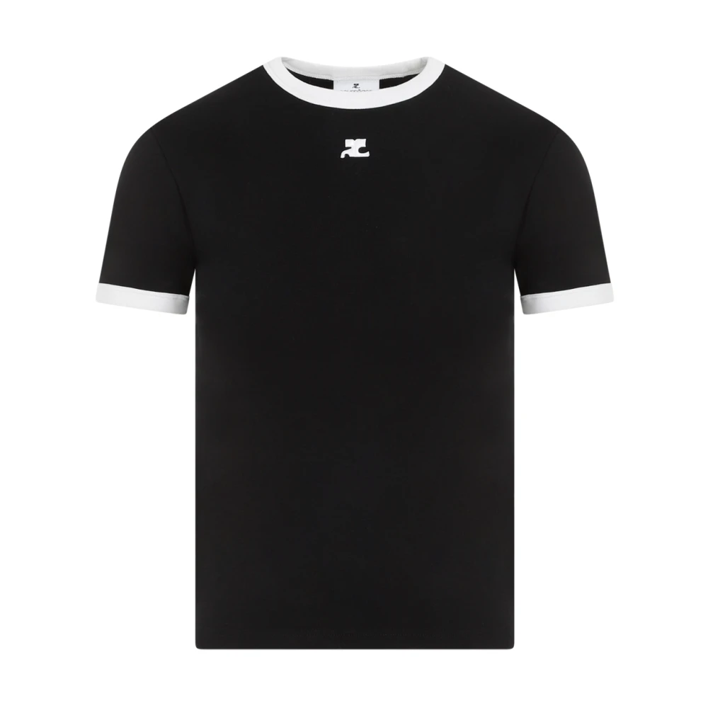 Courrèges Zwart T-shirt met Bumpy Contrast Design Black Dames