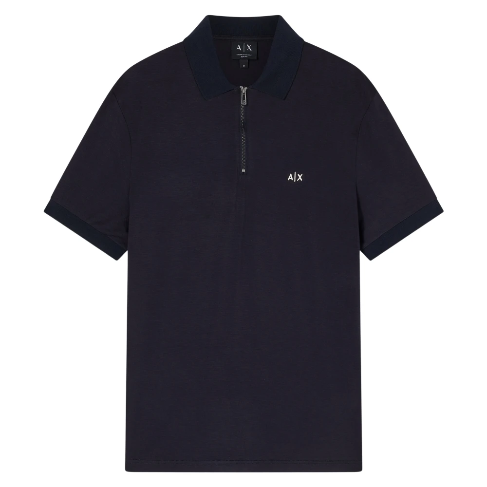 Armani Exchange Men's Blue Polo Shirts, Xl, Polo Shirt With Zipper