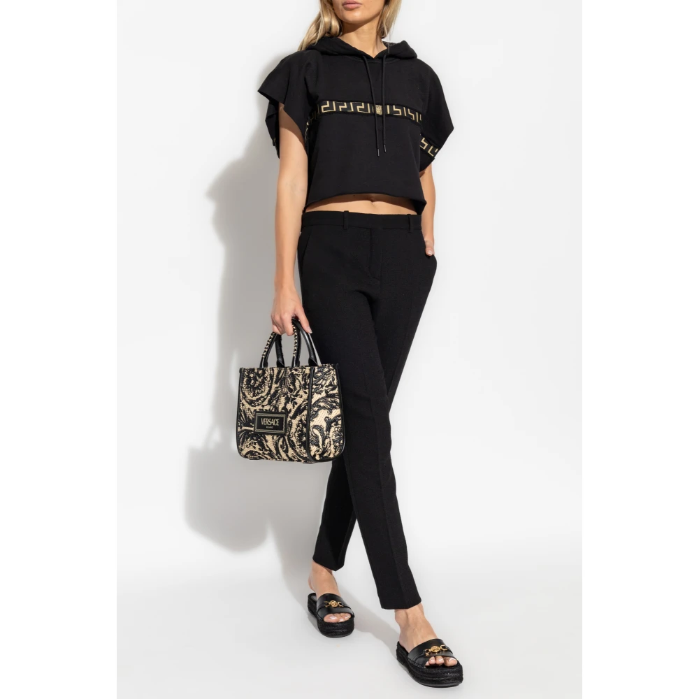 Versace Korte oversized sweatshirt Black Dames