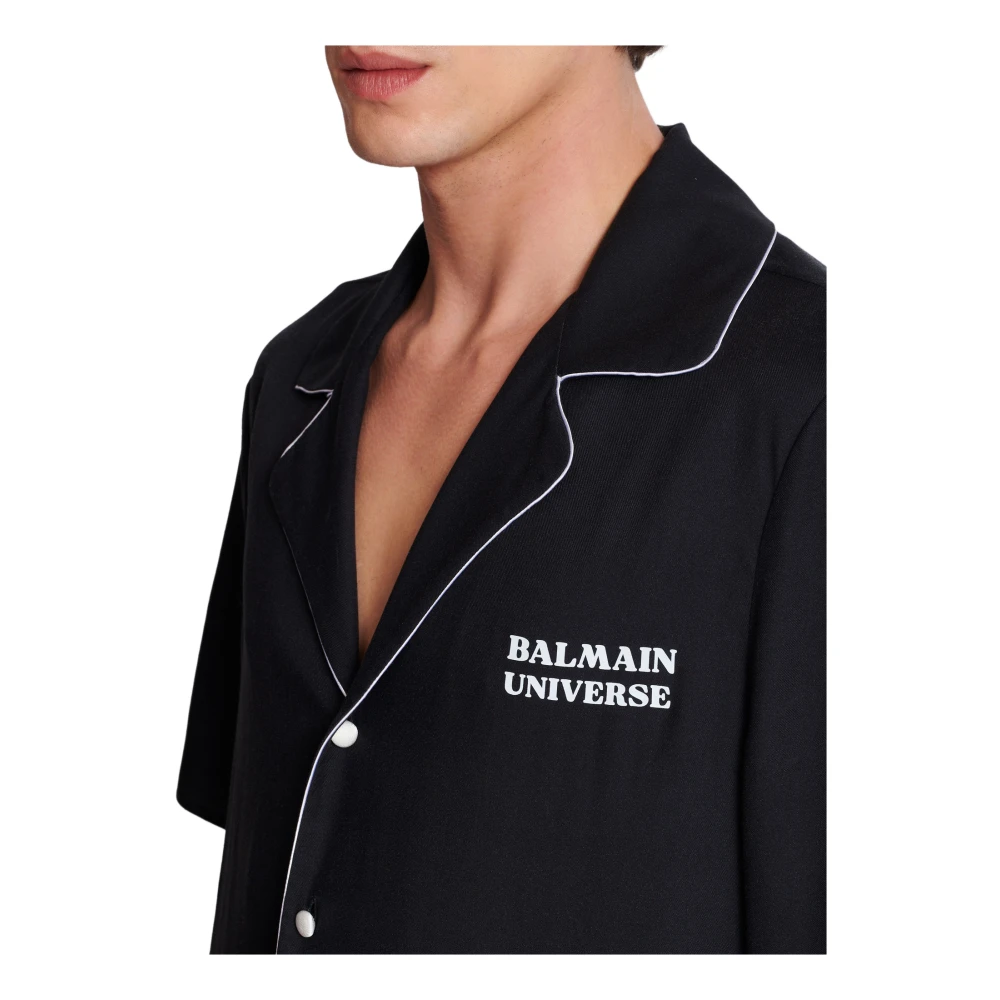 Balmain Pyjama shirt met 9 panets print Black Heren