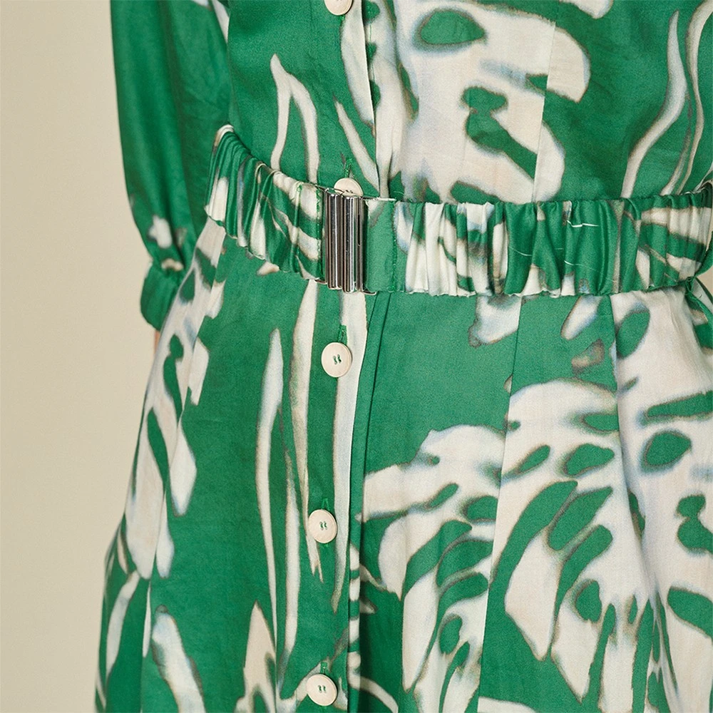 Marie Méro Bloemenprint Katoenen Jurk Green Dames