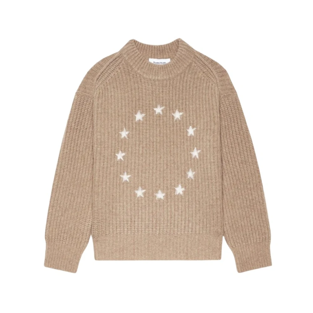Études Men's Brown Ribbed Round Neck Jumper - Round-Neck Knitwear - M - Knitwear
