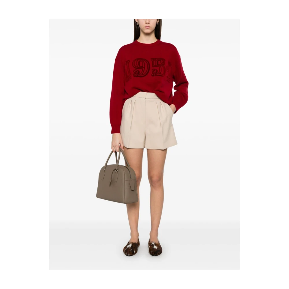 Max Mara Beige Geplooide Shorts met Zakken Beige Dames