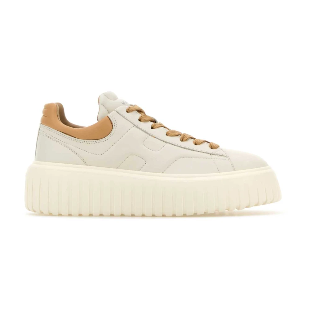 Hogan Witte Leren Gestreepte Plateau Sneakers White Dames