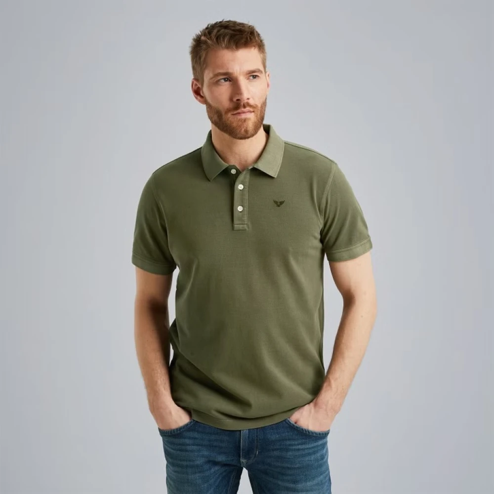 PME Legend Garment-Dyed Polo Shirt Green Heren