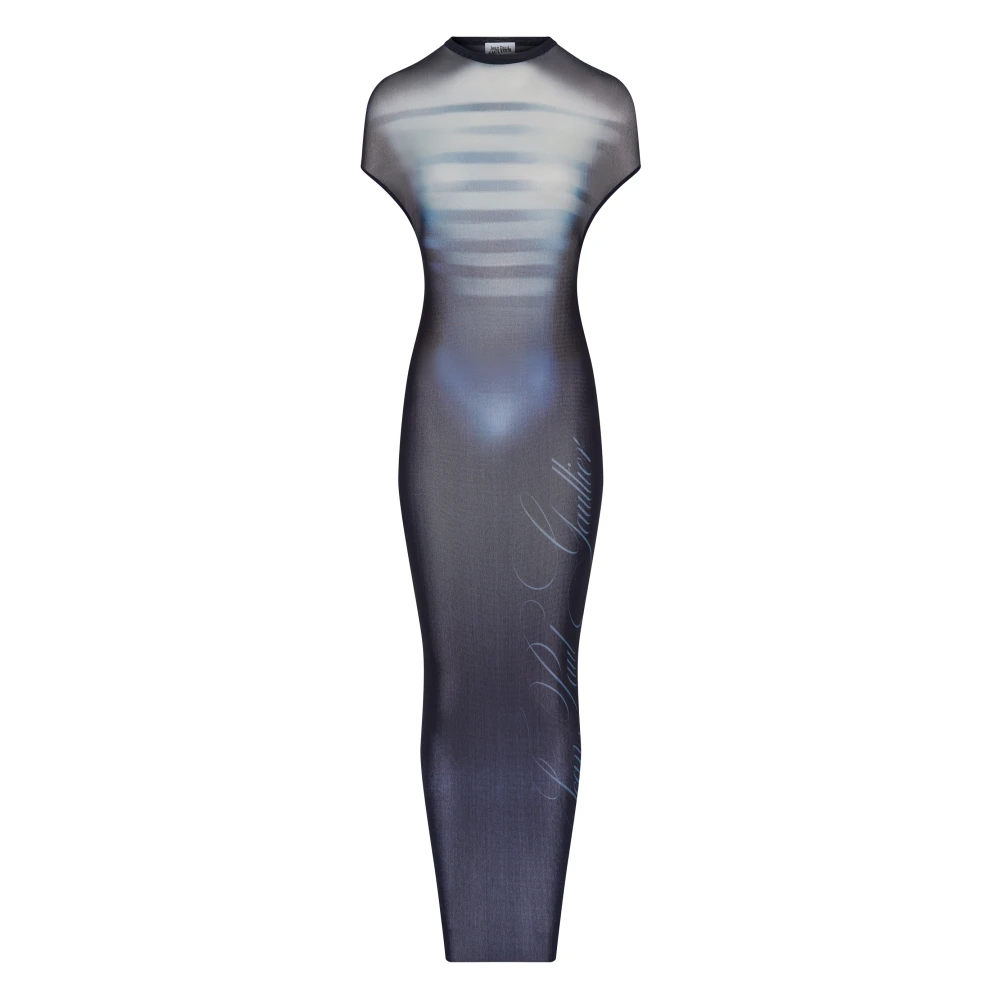 Jean Paul Gaultier Donkerblauwe Transparante Lange Jurk Blue Dames
