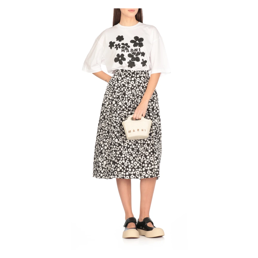 Marni Witte Katoenen T-shirt Ronde Hals Korte Mouwen White Dames