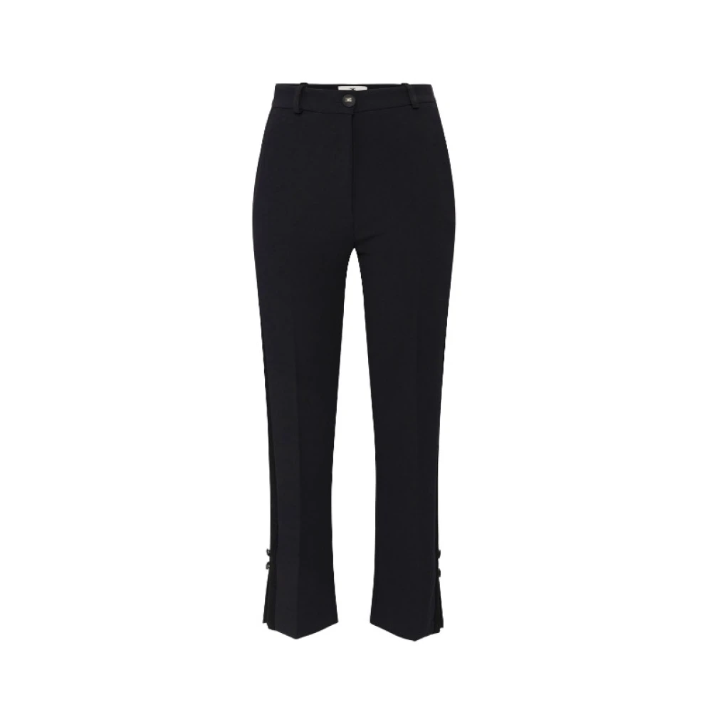 Elisabetta Franchi Zwarte Tuxedo Broek met Satijnen Banden Black Dames