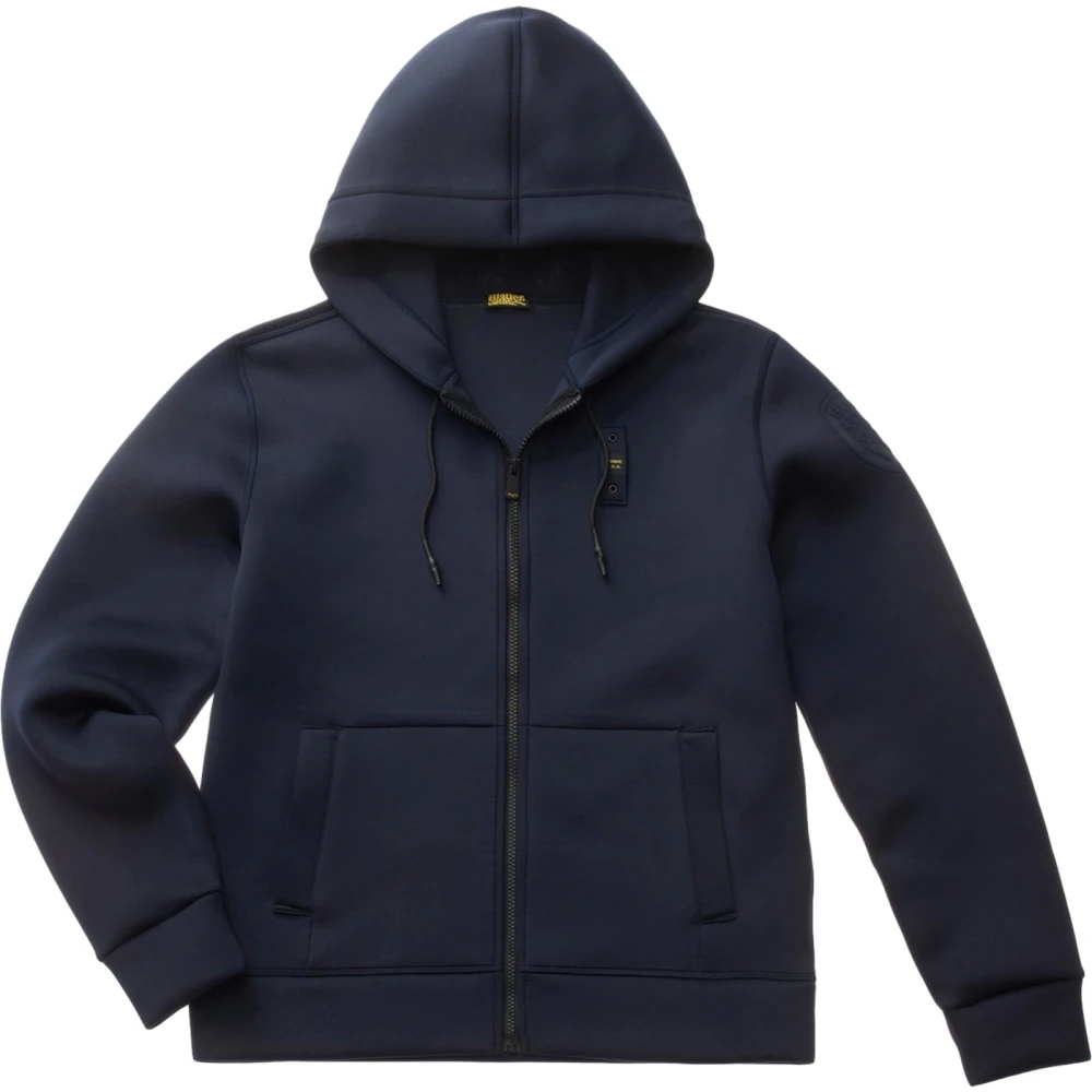 Blauer Hoodloze Sweatshirt Polyester Elastaan Samenstelling Blue Heren