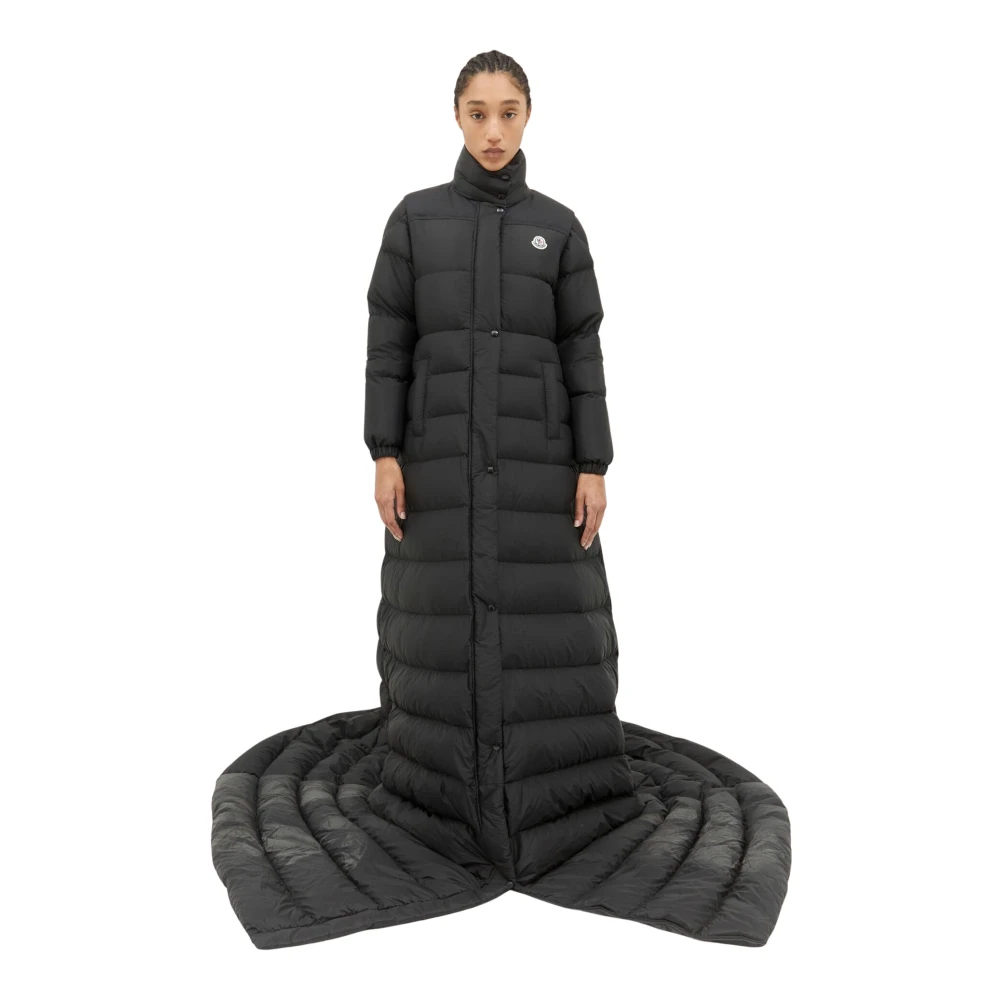 Moncler Gewatteerde Lange Donsjas met Afneembare Mouwen Black Dames