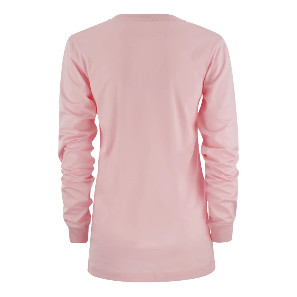 Marni Lange mouwen katoenen T-shirt met frontprint Pink Dames
