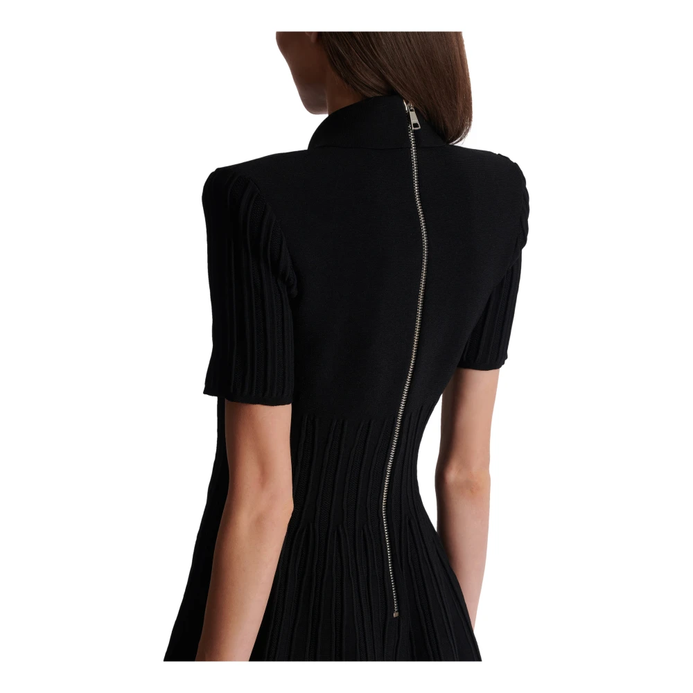 Balmain Uitlopende gebreide jurk met knopen Black Dames