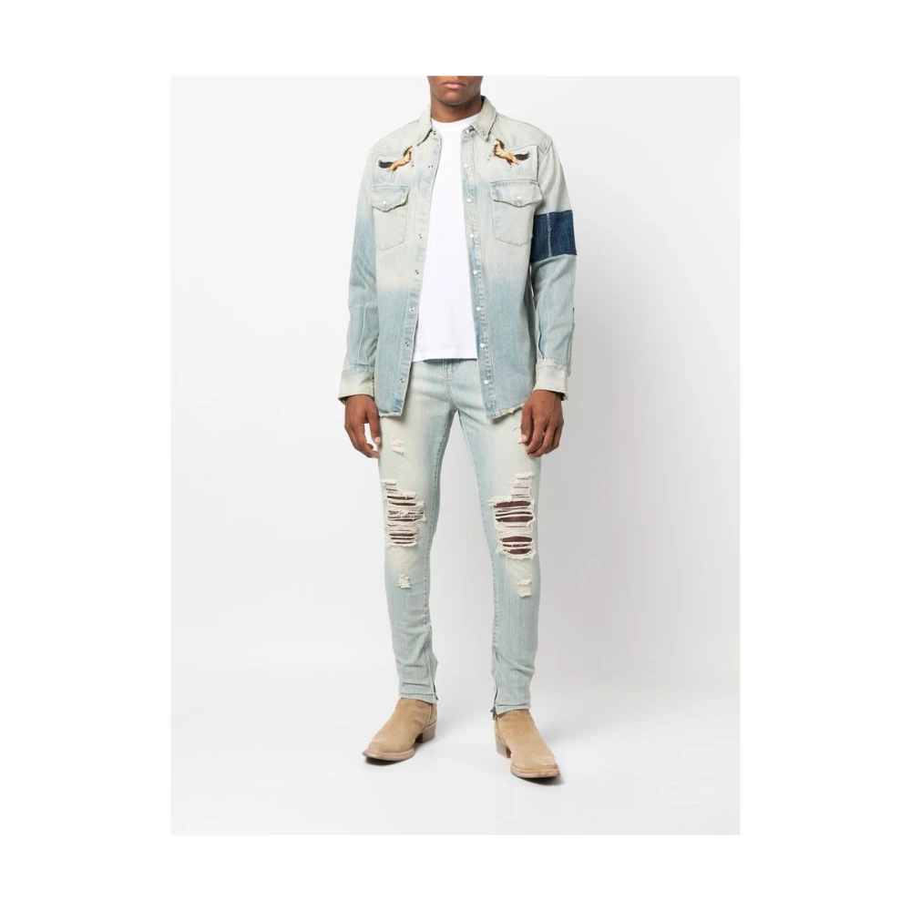United Rivers Geborduurde Gescheurde Skinny Jeans Blue Heren