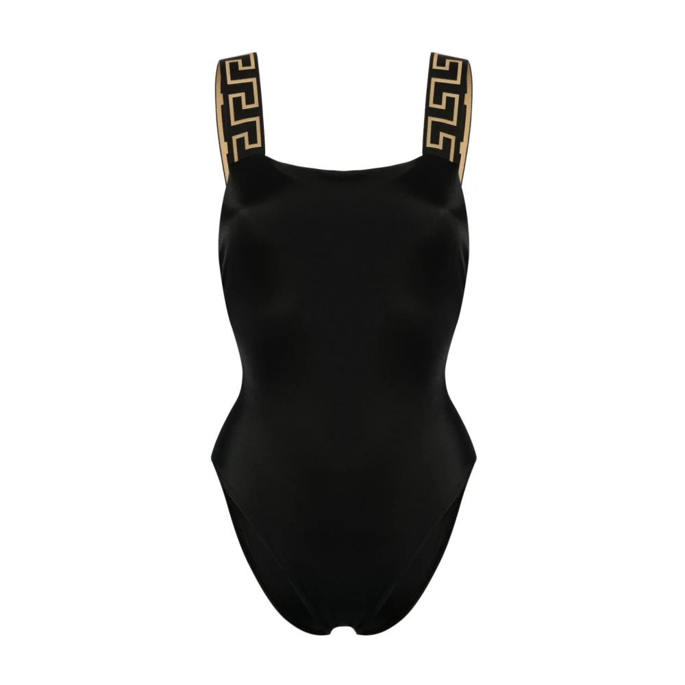 Versace Women's Black Swimsuits, S, Greca Border One-Piece Swimsuit