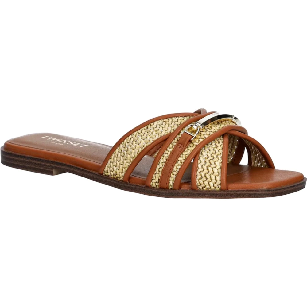 Twinset Women's Brown Sliders, 5 Uk, Comfort Slides