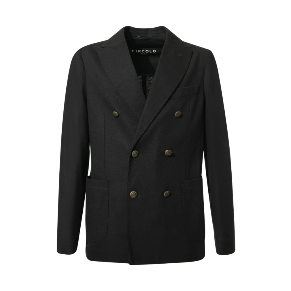 Circolo 1901 Men's Blue Double-Breasted Wool Cashmere Jacket