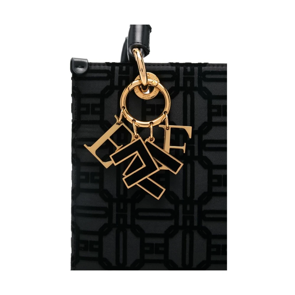 Elisabetta Franchi Zwarte Logo Omslagtas Black Dames