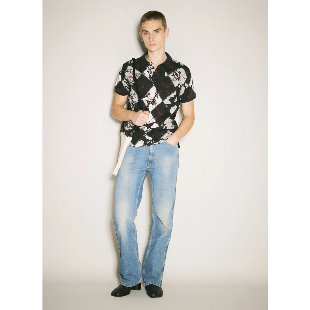 Vivienne Westwood Jacquard Polo Shirt Klassieke Kraag Logo Black Heren