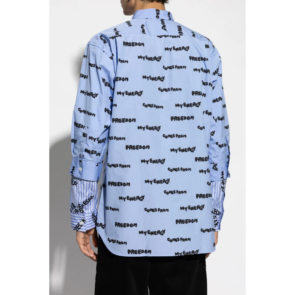 Comme des Garçons Shirt met logo Blue Heren