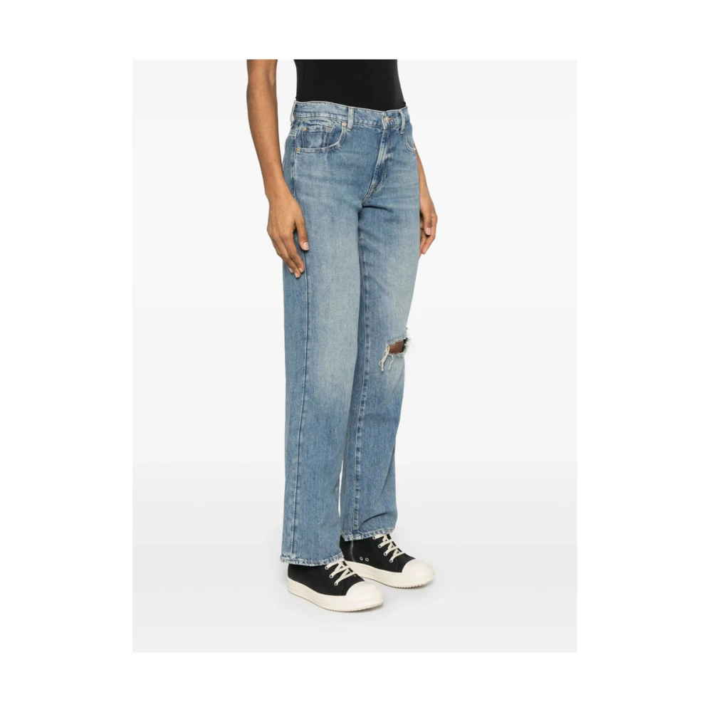 7 For All Mankind Indigo Blue Straight Leg Jeans Blue Dames