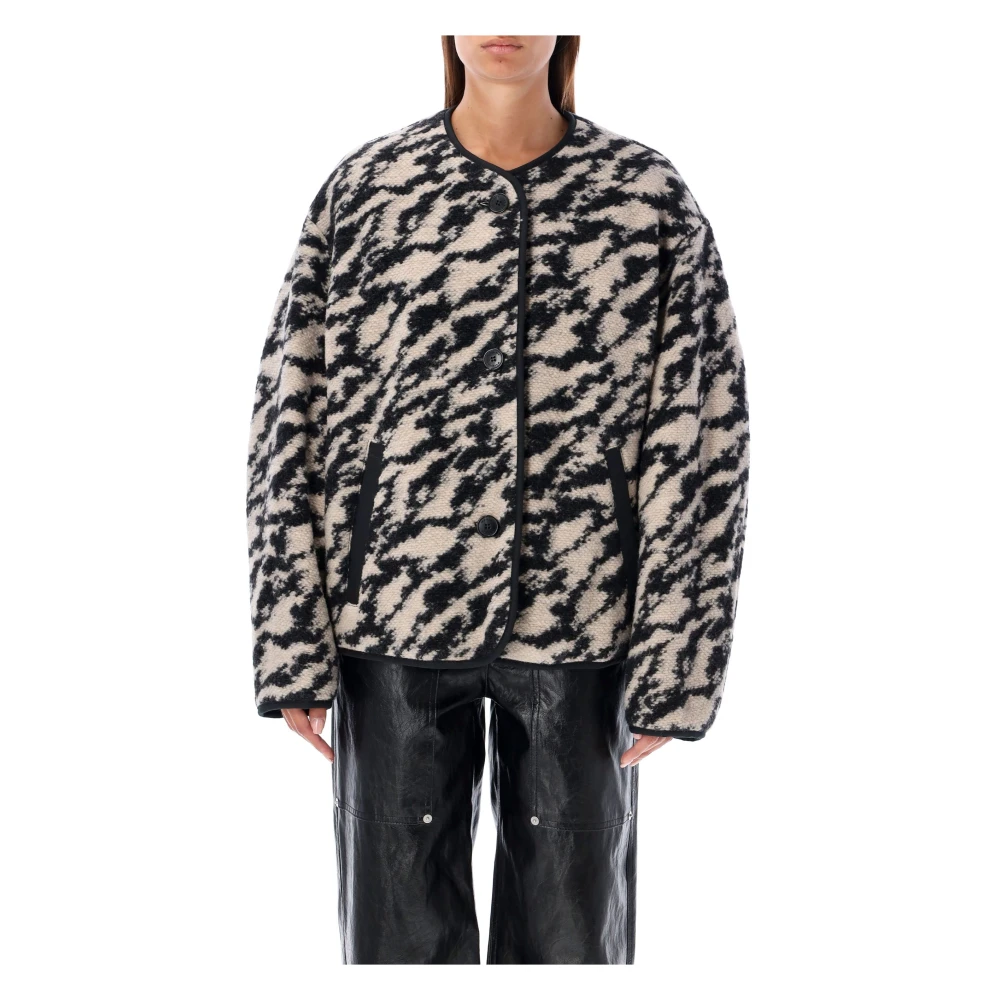 Isabel Marant Étoile Omkeerbare Gewatteerde Zwarte Beige Jas Multicolor Dames