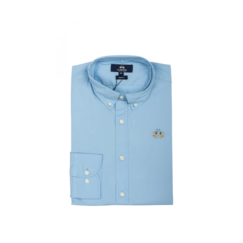 La Martina Men's Blue Casual Shirts, L, Classic Style Shirt