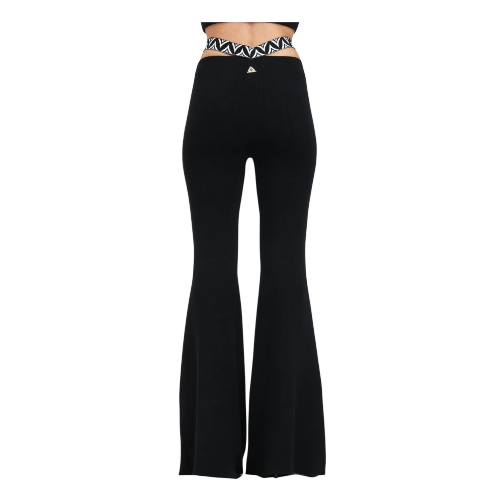 Akep Elegante Zwarte Gebreide Broek Black Dames