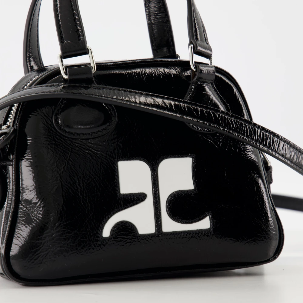 Courrèges Mini Bowlingtas Heruitgave Leer Black Dames