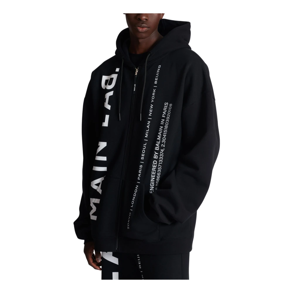 Balmain Main Lab Zipped Hoodie Black Heren