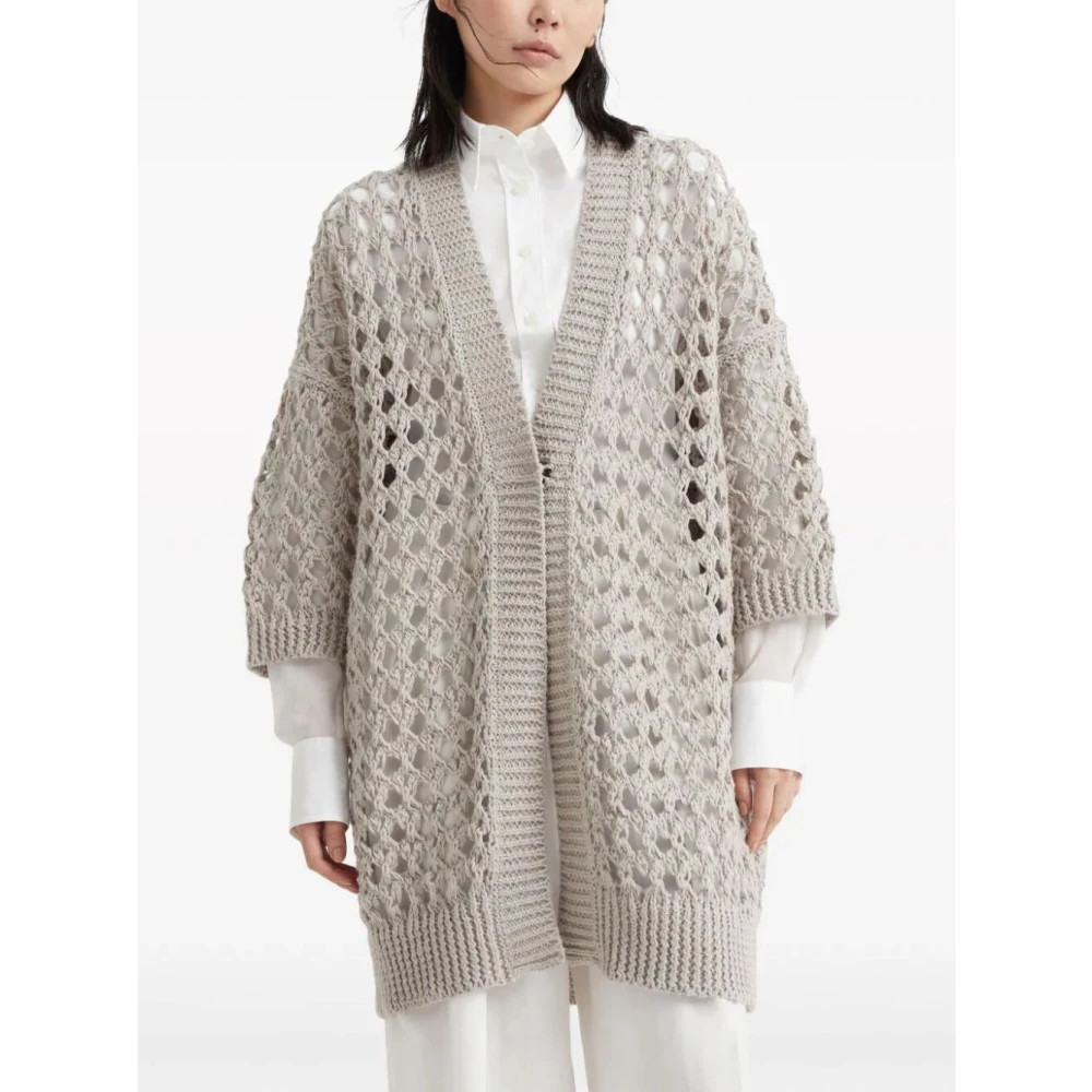 BRUNELLO CUCINELLI Roze & Paarse Gebreide Top Gray Dames