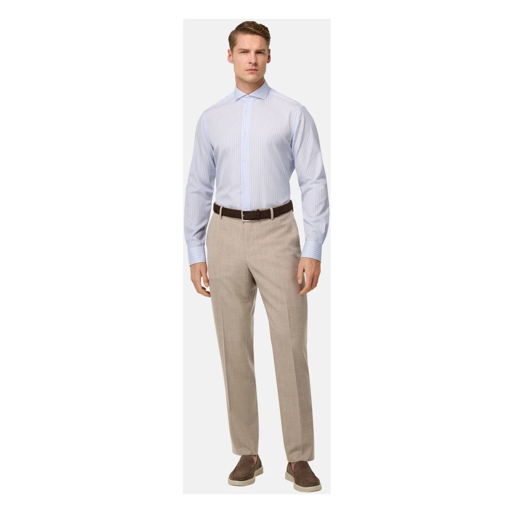 Boggi Milano B Aria B Aria Broek van Stretch Zuivere Wol Beige Heren