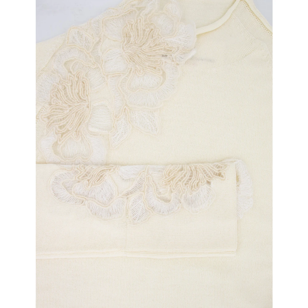 Ermanno Scervino Bloemenkant Coltrui Sweater Beige Dames