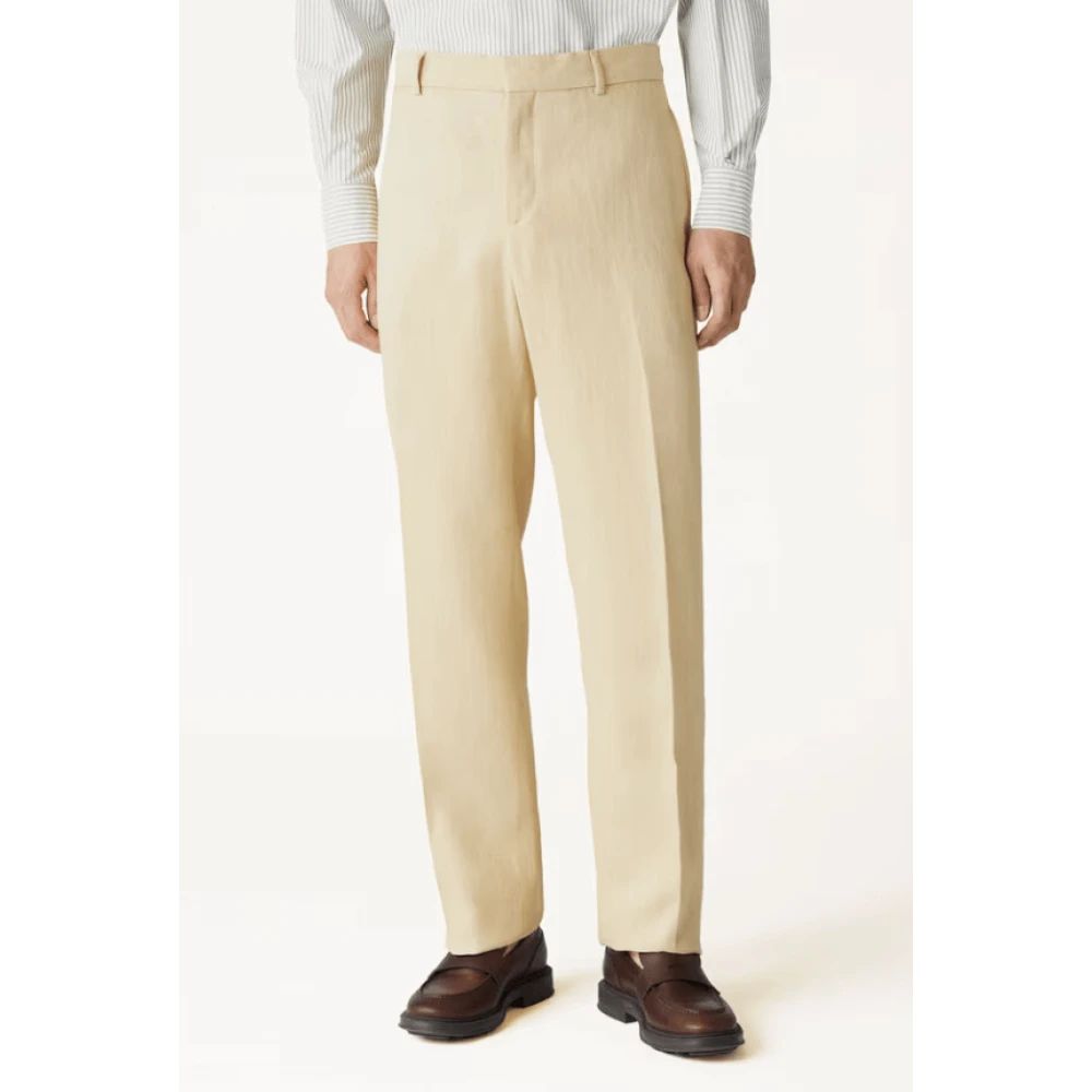 Loro Piana Rugged Brown Linnen Broek Beige Heren