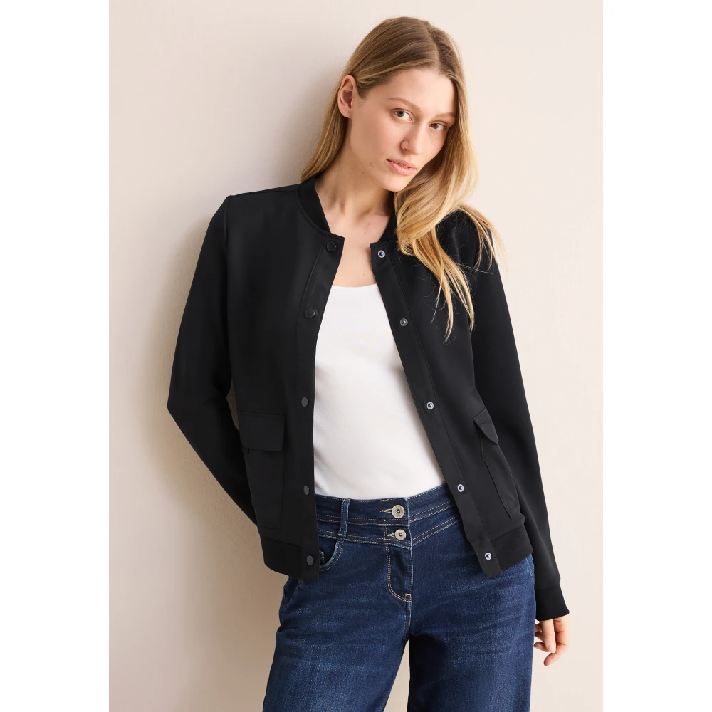 cecil Moderne Blouson Jas met Opstaande Kraag Black Dames