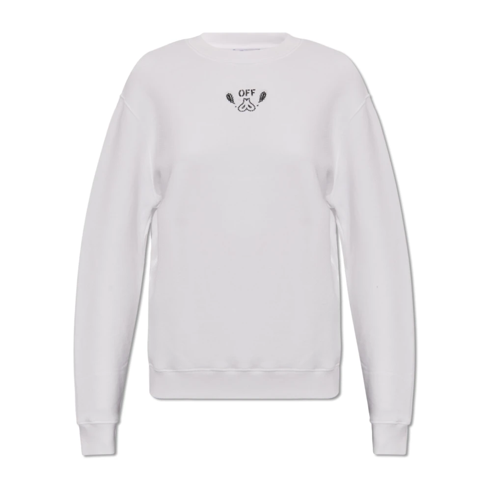 Off White Women's White Sweatshirt With Logo - Off - Sweatshirts - M - Sweatshirts & Hoodies