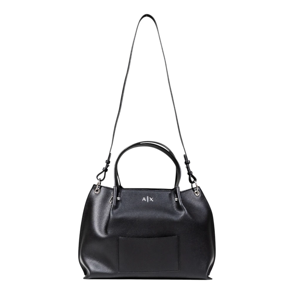 Armani Exchange Women's Black Handbags, One Size, Elegant Shopping Bag With A|X Logo