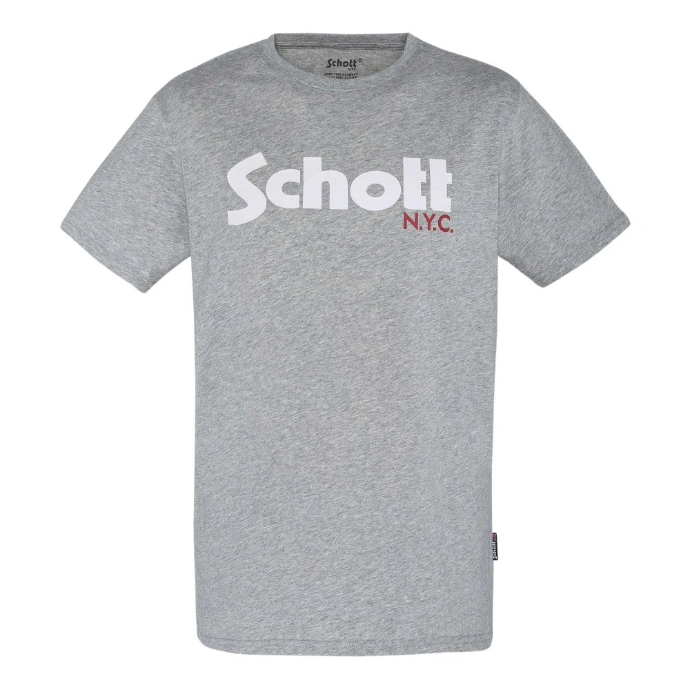 Schott NYC Casual Logo Print T-Shirt Gray Heren
