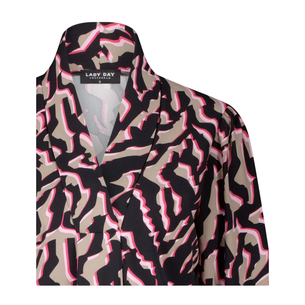 Lady Day Zebra Print V-Hals Blouse Pink Dames