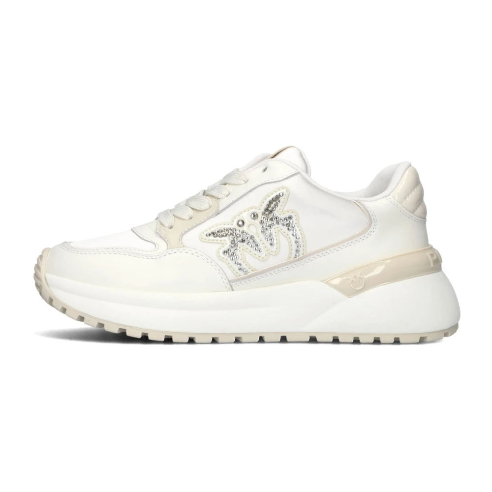 Pinko Witte Leren Lage Sneakers Dames Schoenen
