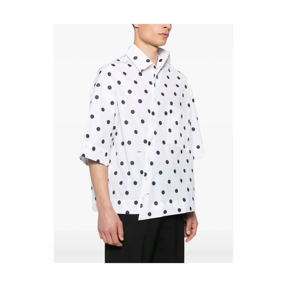 Jacquemus Witte Polka Dot Overhemd Korte Mouwen Multicolor Heren