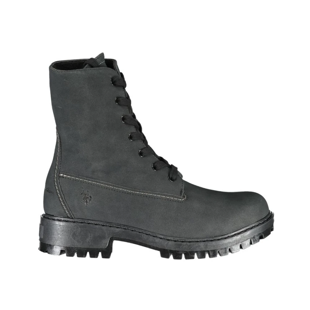 U.s. Polo Assn. Women's Gray Contrast Fleece Lace-Up Ankle Boots