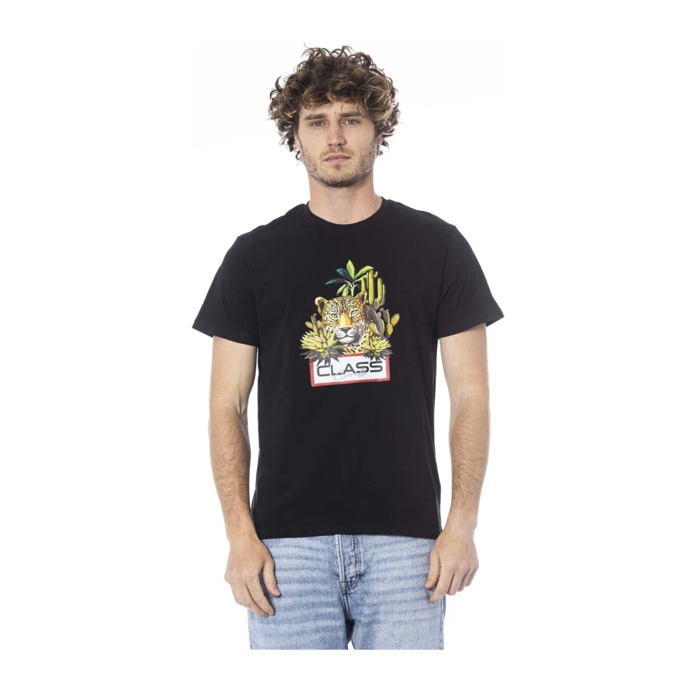 Cavalli Class Zwarte Katoenen Logo Print T-Shirt Black Heren