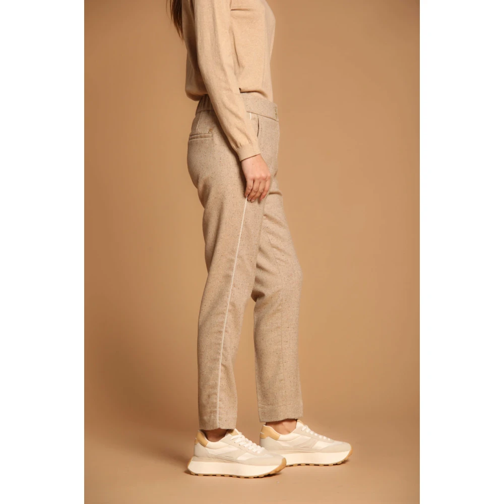 Mason's Chino Broek van Tweed Wolmix Beige Dames