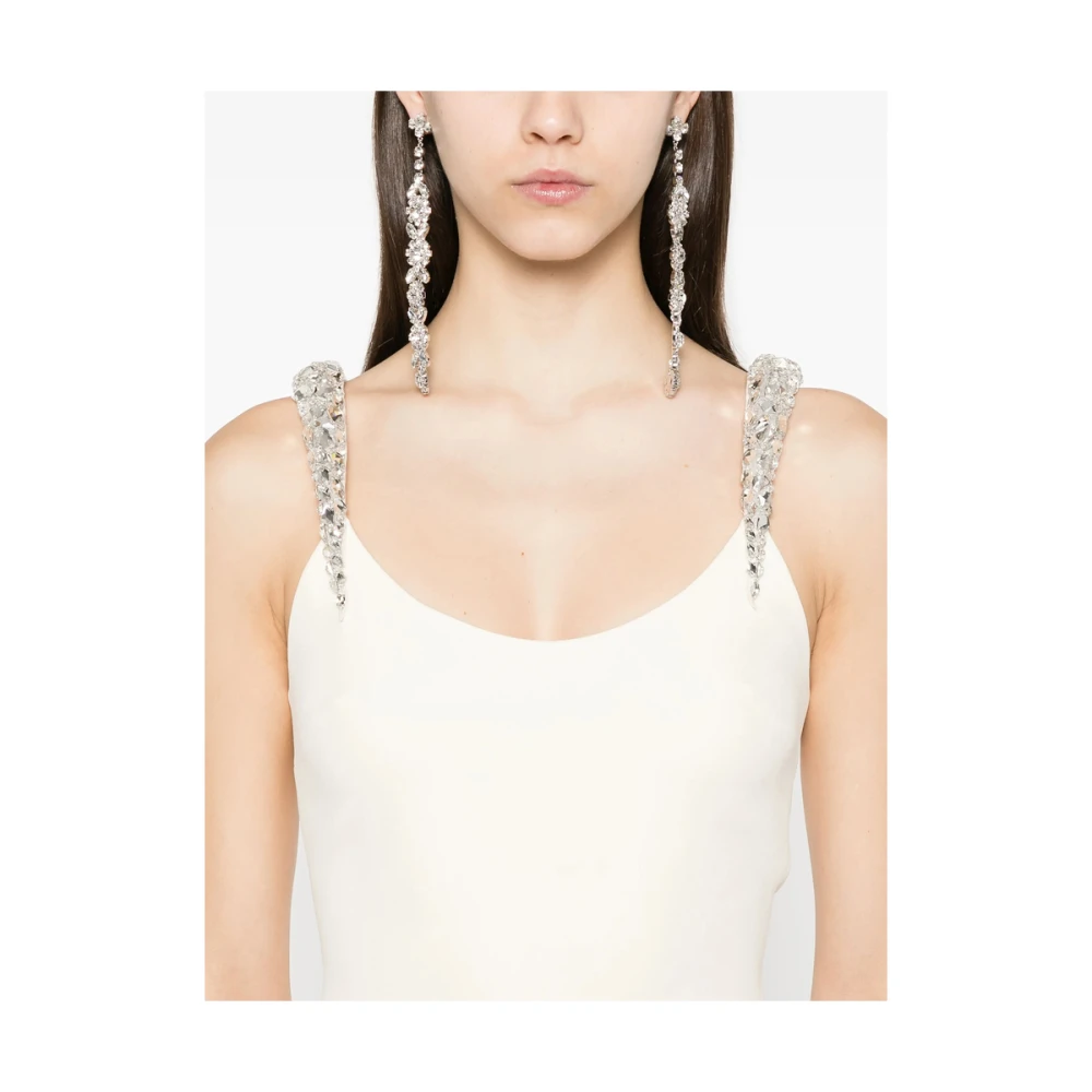 David Koma Mouwloze U-Hals Amandel Beige Jurk White Dames