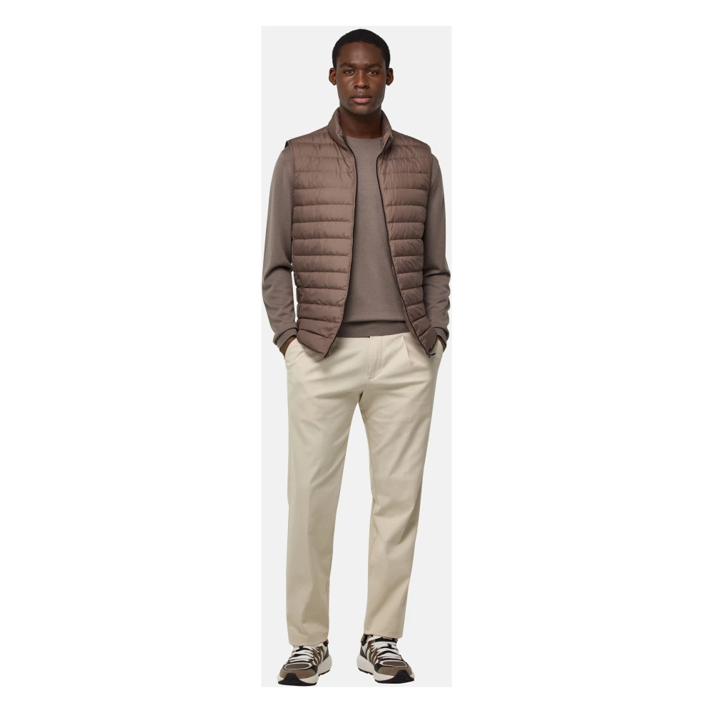 Boggi Milano Gilet van technische stof met ganzen dons Brown Heren