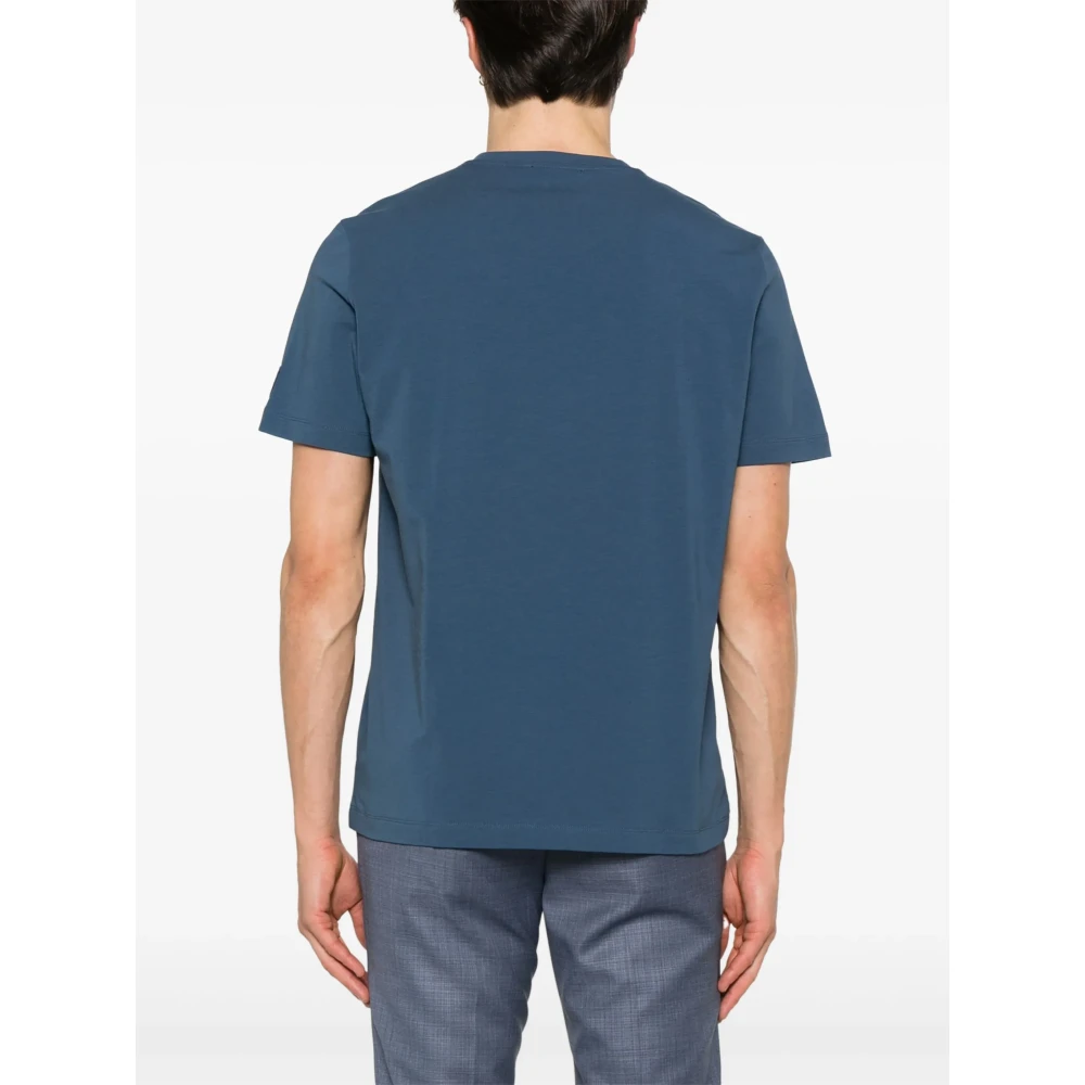 Corneliani Stretch Katoen Logo T-shirt Blue Heren